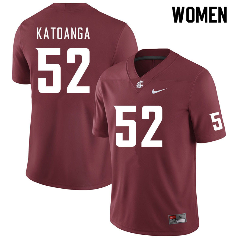 Women #52 Rocky Katoanga Washington State Cougars College Football Jerseys Sale-Crimson